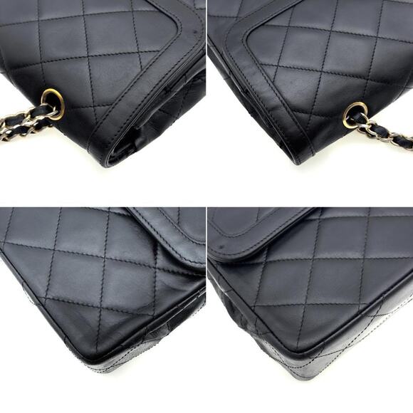 Authentic CHANEL CC Paris Limited Double Flap Lambskin Matelasse Chain Bag Black - Picture 6 of 11